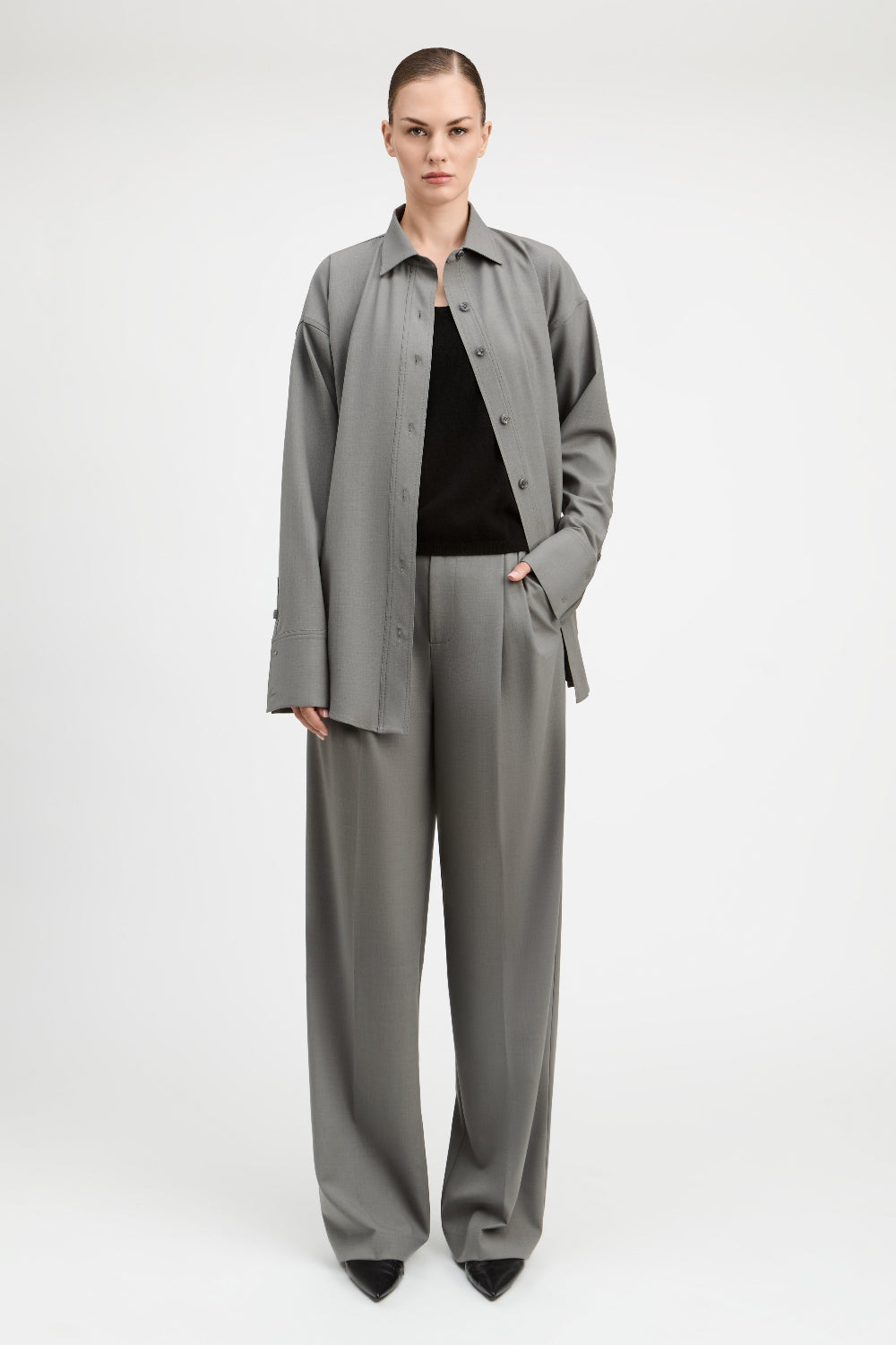 Ash Grey Max Relaxed Suiting Shirt