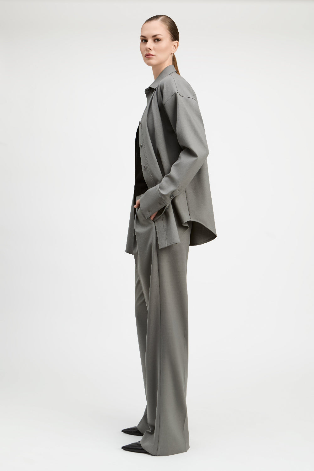 Ash Grey Max Relaxed Suiting Shirt