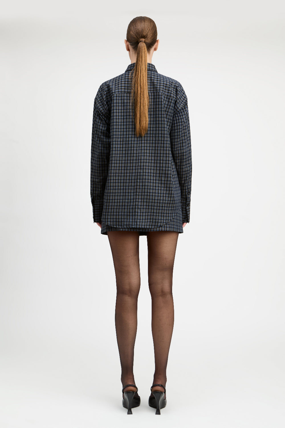 Navy/Grey Max Rayon Plaid Relaxed Shirt