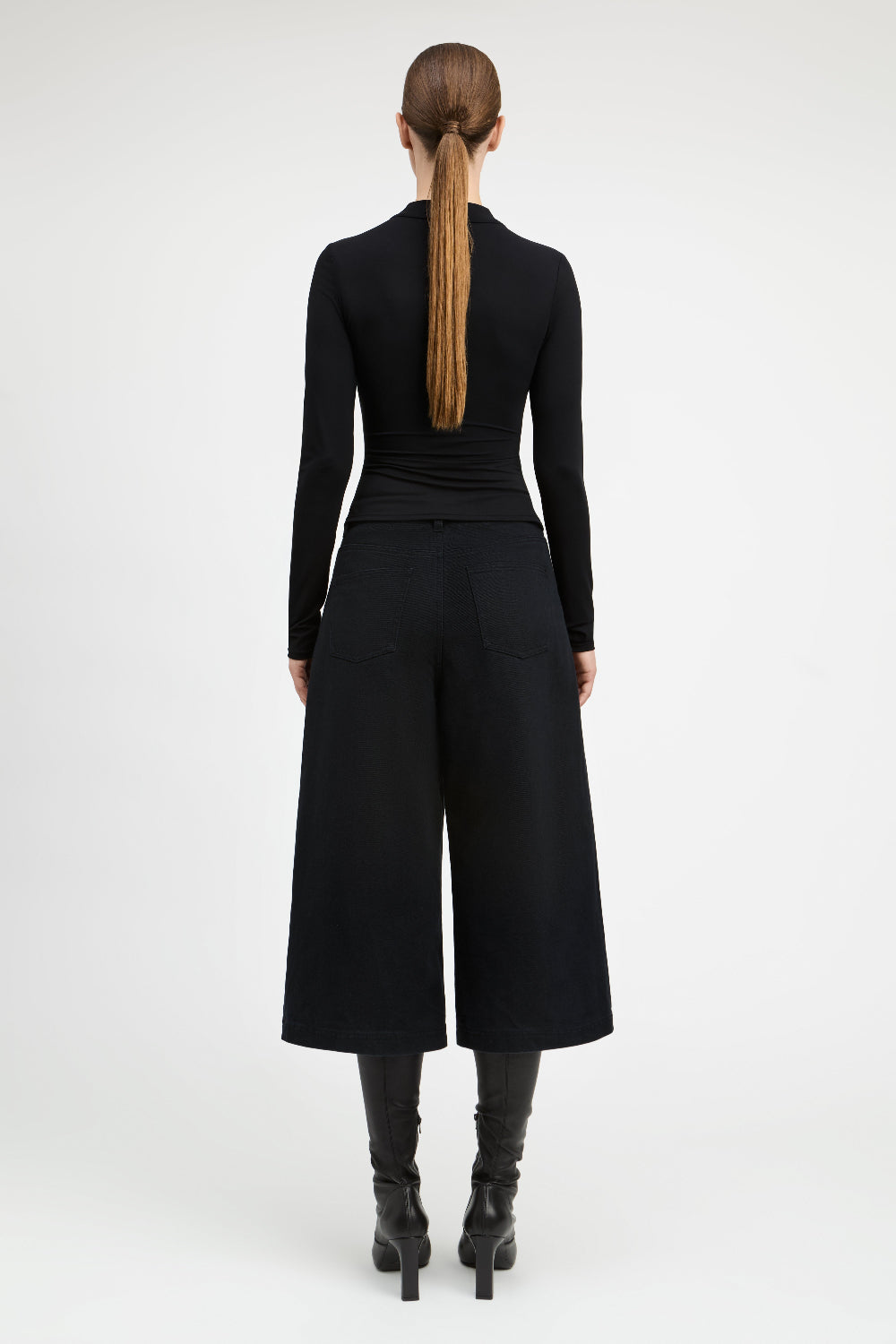 Black Isaiah Long Sleeve Wrap Top