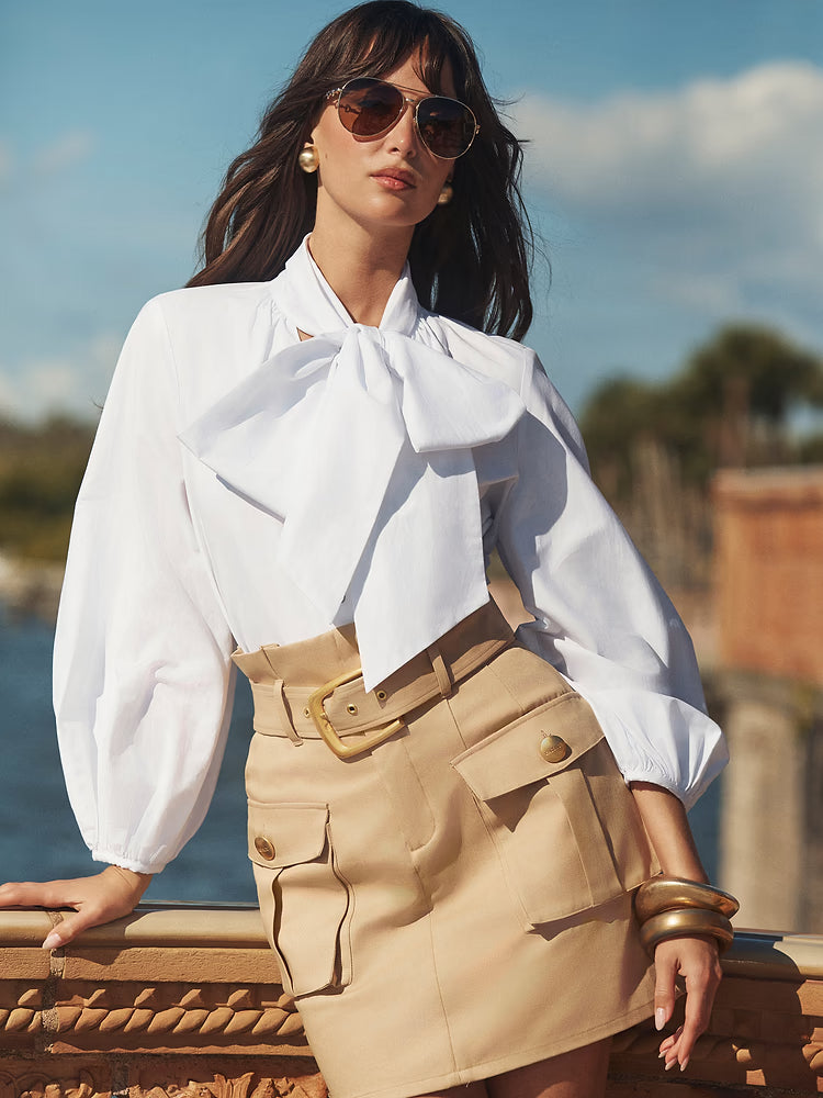 Deon Tie-Neck Blouse