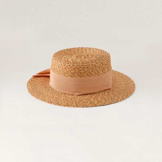 SALMON DULANI RAFFIA BRAID BOATER