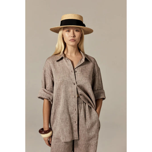 Dulani Raffia Braid Boater - Black Ribbon