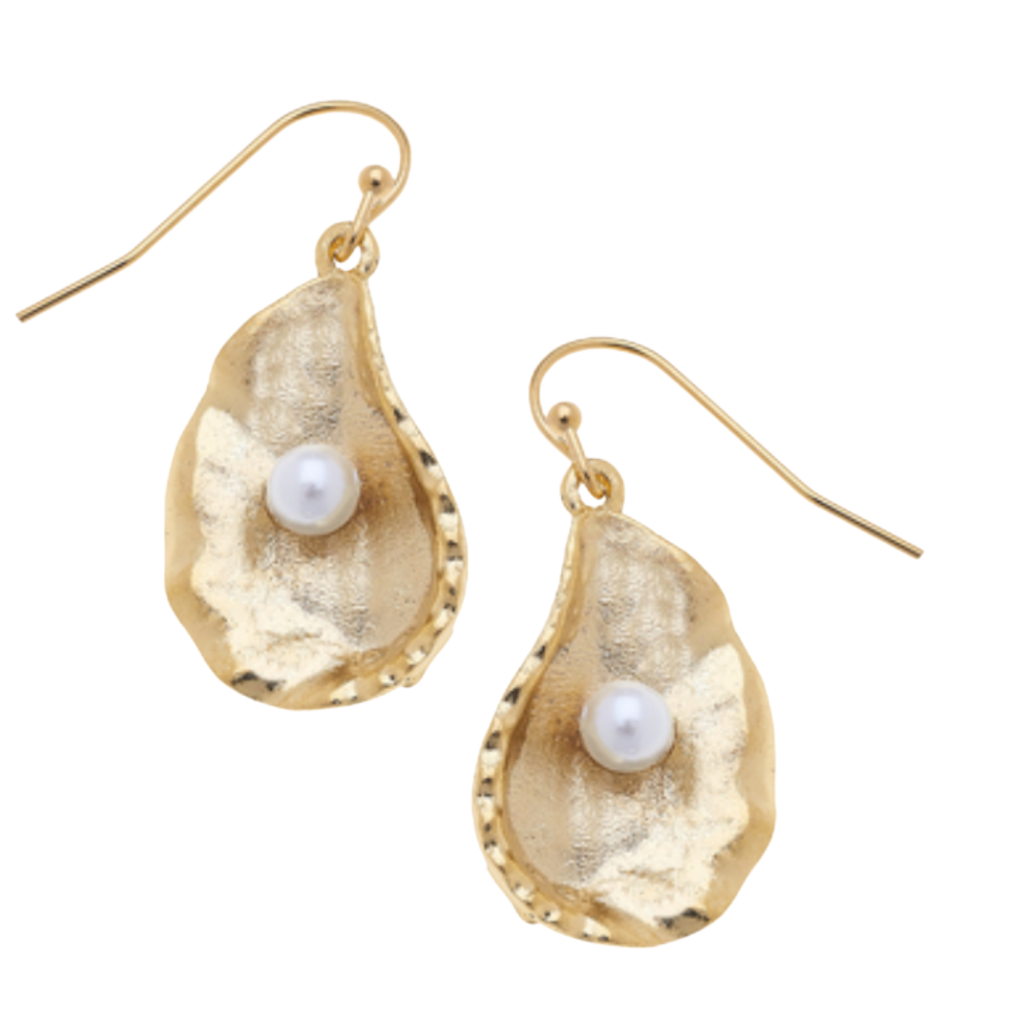 Handcast Gold Oyster with Freshwater Pearl Earrings