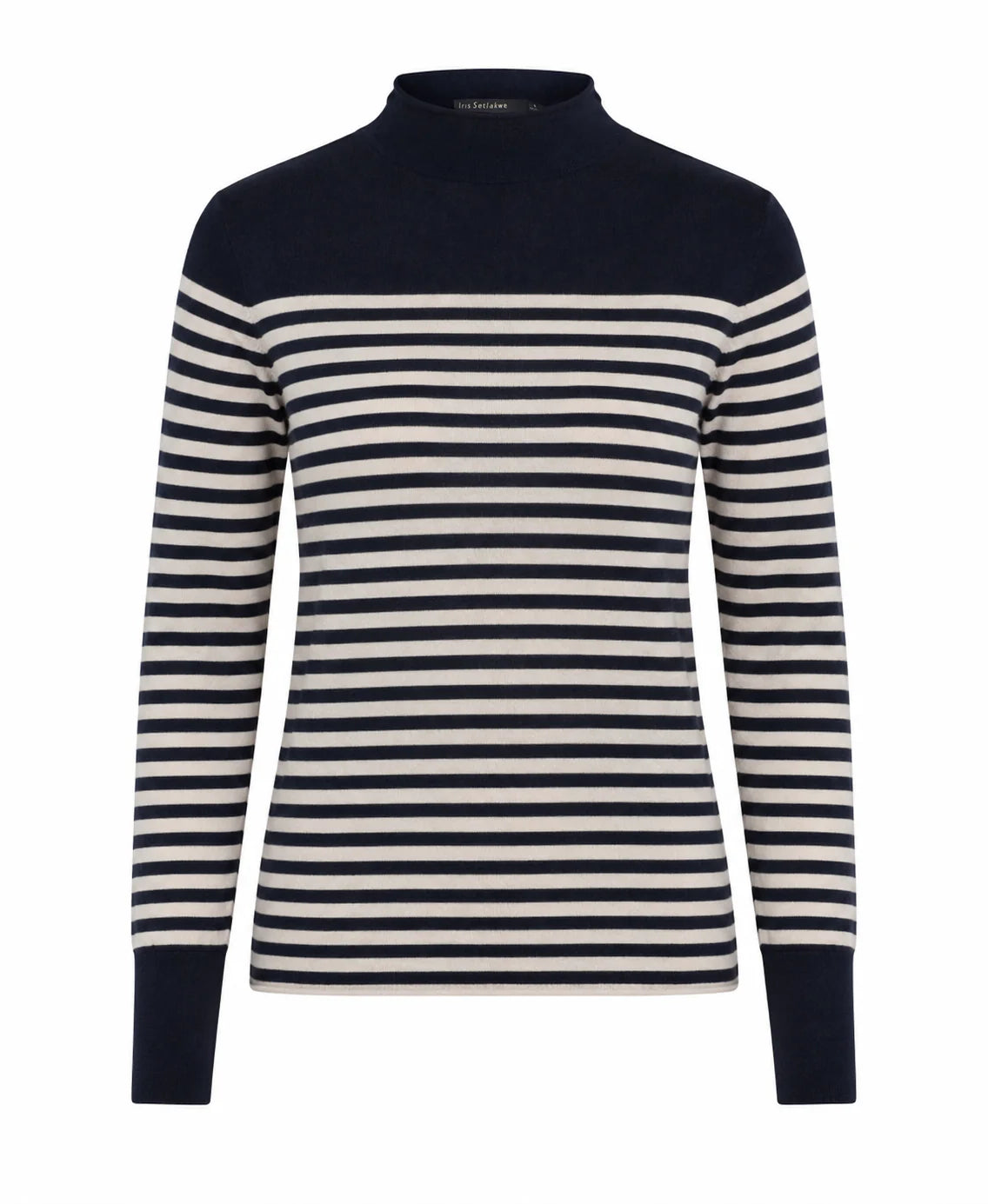 Striped Long Sleeve Mock Neck Top