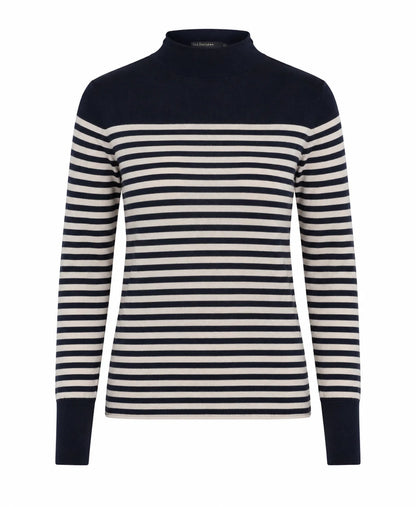 Striped Long Sleeve Mock Neck Top
