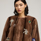 Taupe Jewel Clusters Faux Mink Benson Coat