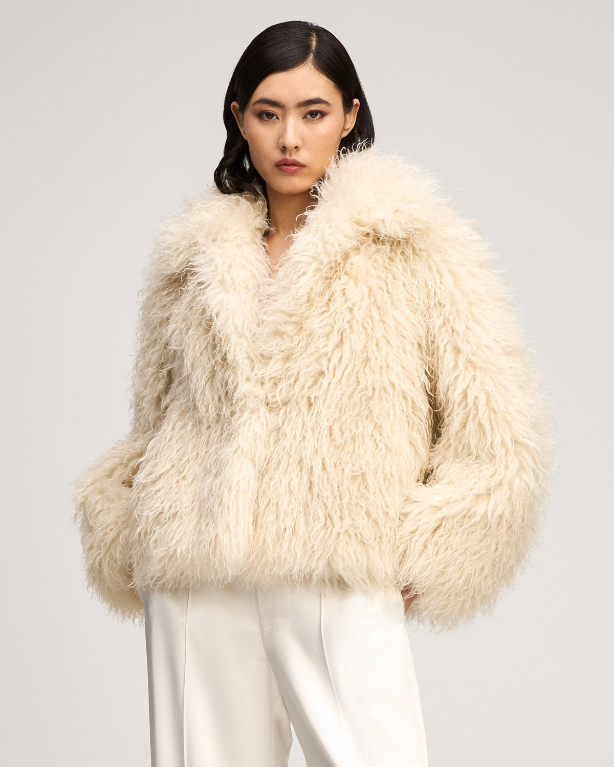 Dark Gardenia Curly Lamb Geraldine Coat