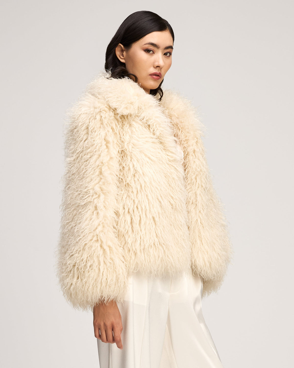 Dark Gardenia Curly Lamb Geraldine Coat