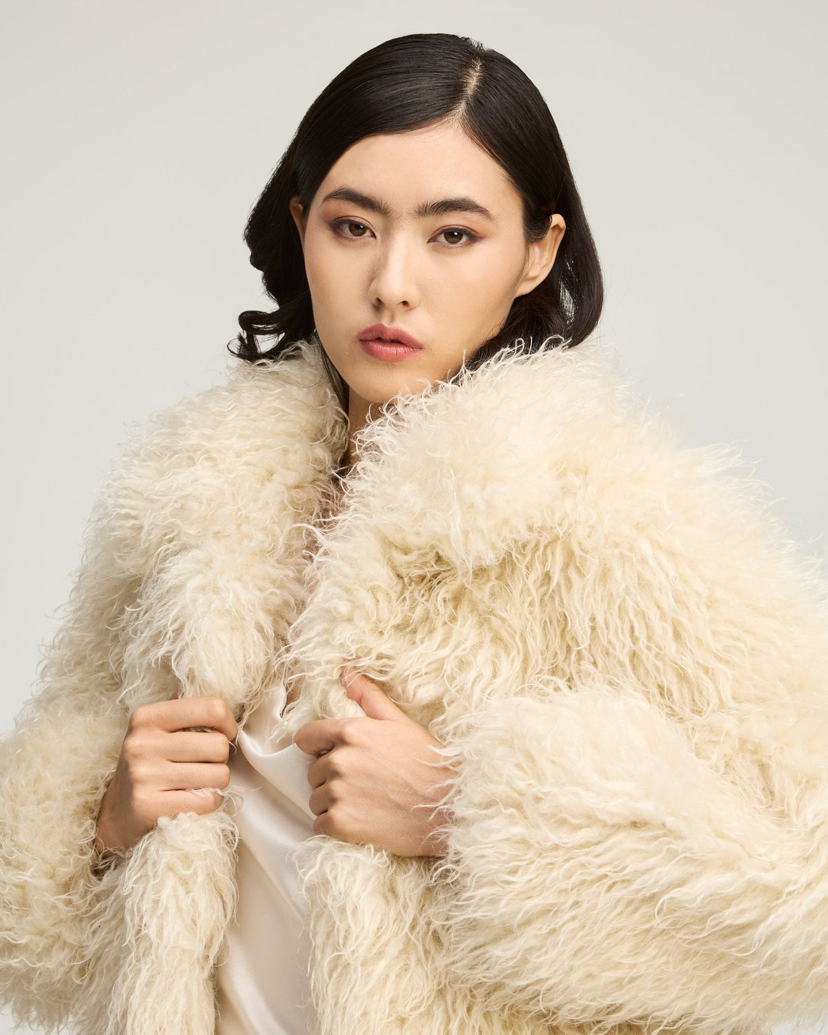 Dark Gardenia Curly Lamb Geraldine Coat