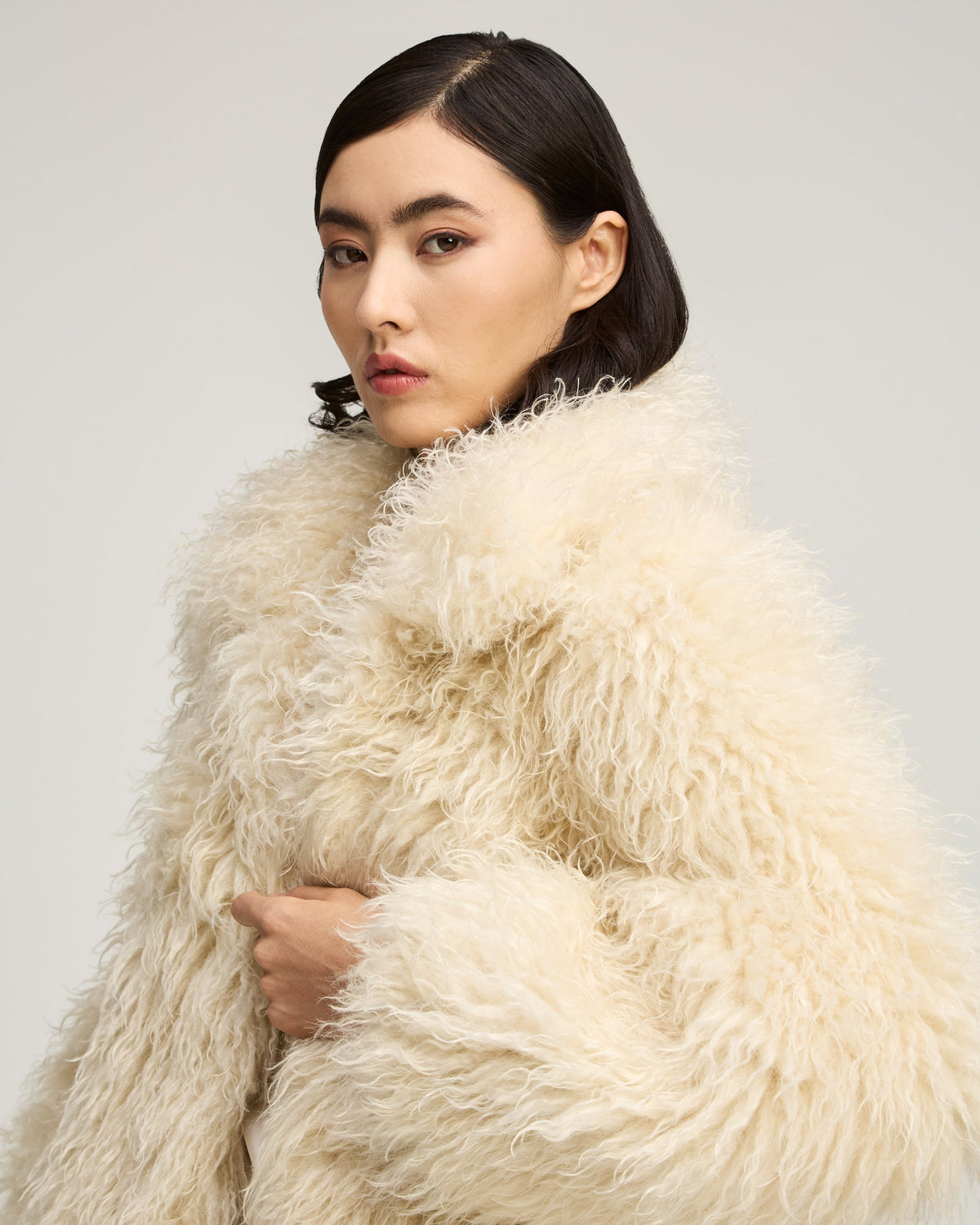 Dark Gardenia Curly Lamb Geraldine Coat