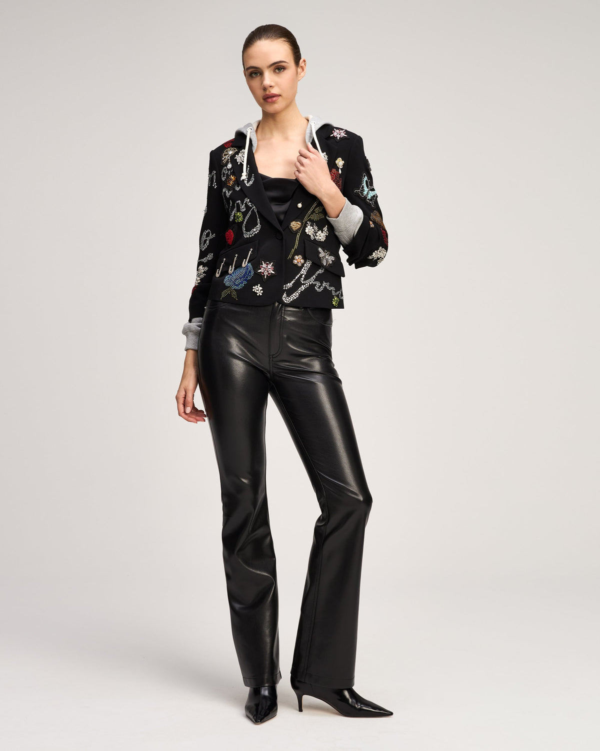 Black Heather Grey Greatest Hits Hooded Le Petit Khloe Blazer