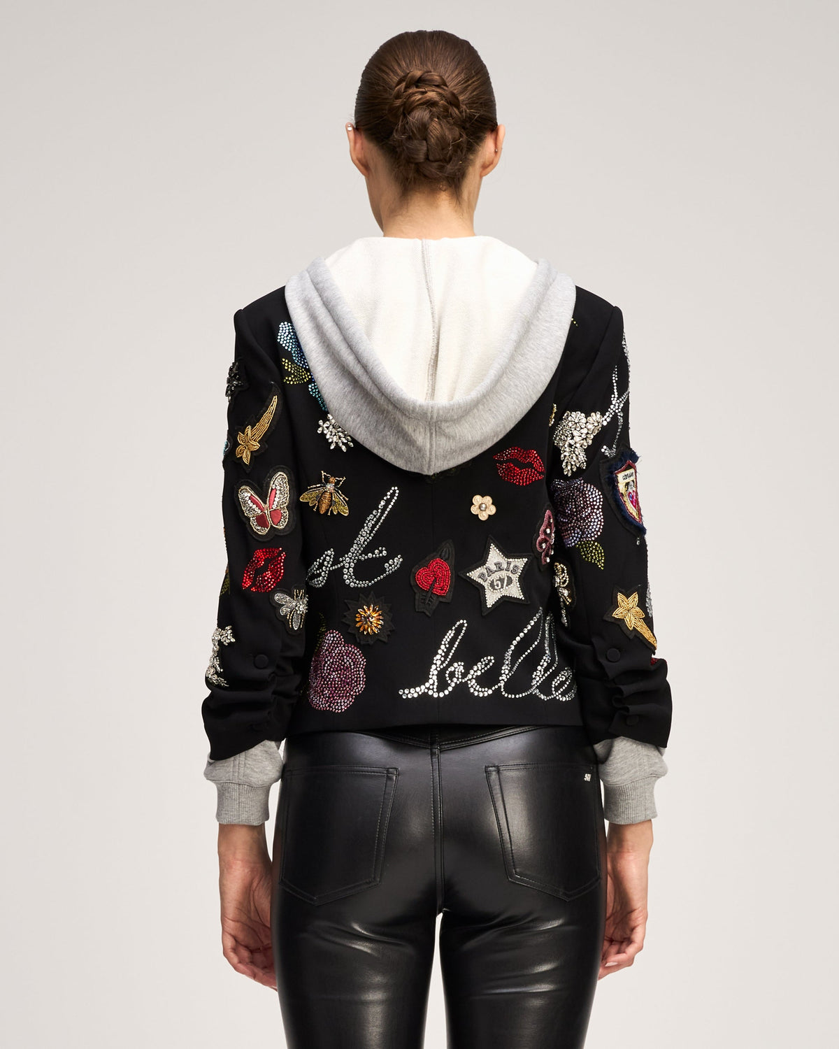Black Heather Grey Greatest Hits Hooded Le Petit Khloe Blazer