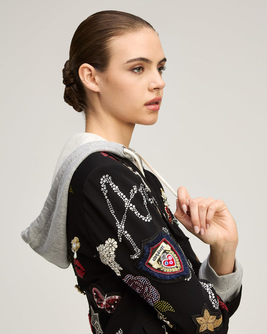 Black Heather Grey Greatest Hits Hooded Le Petit Khloe Blazer