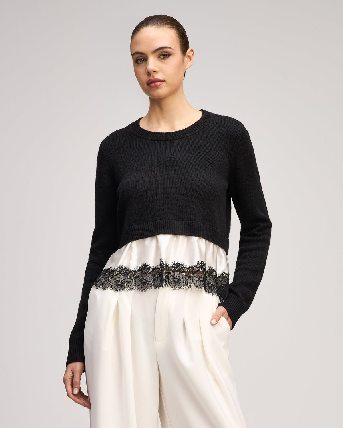 Black/Ivory/Black Zyla Pullover
