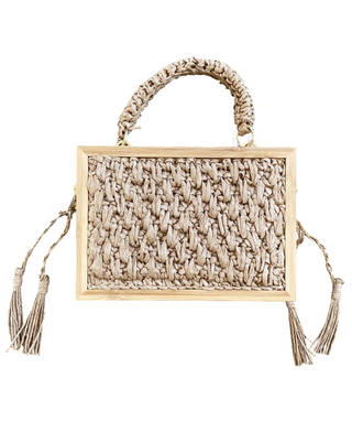 Rafia Box Clutch Natural