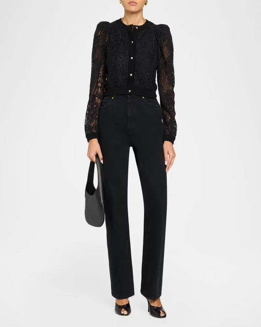 Black Kitty Lace Overlay Cardigan