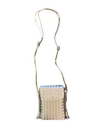 Woven Cell Phone Crossbody Bronze