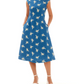 Printed A Line Midi Linen Blend Dress Aetherial Blue