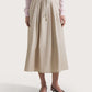 Taupe Poplin Midi Skirt