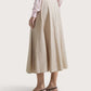 Taupe Poplin Midi Skirt