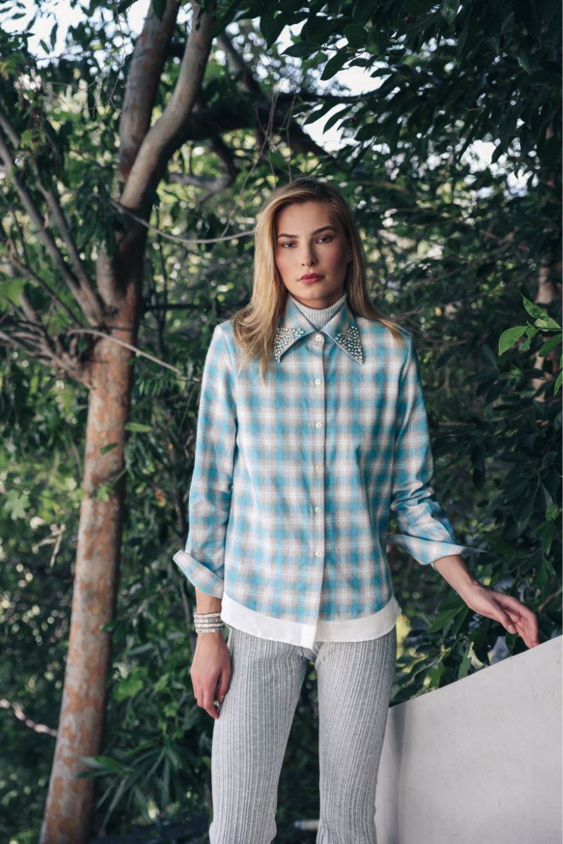 Stillwater Plaid Flannel Beaded Shirt