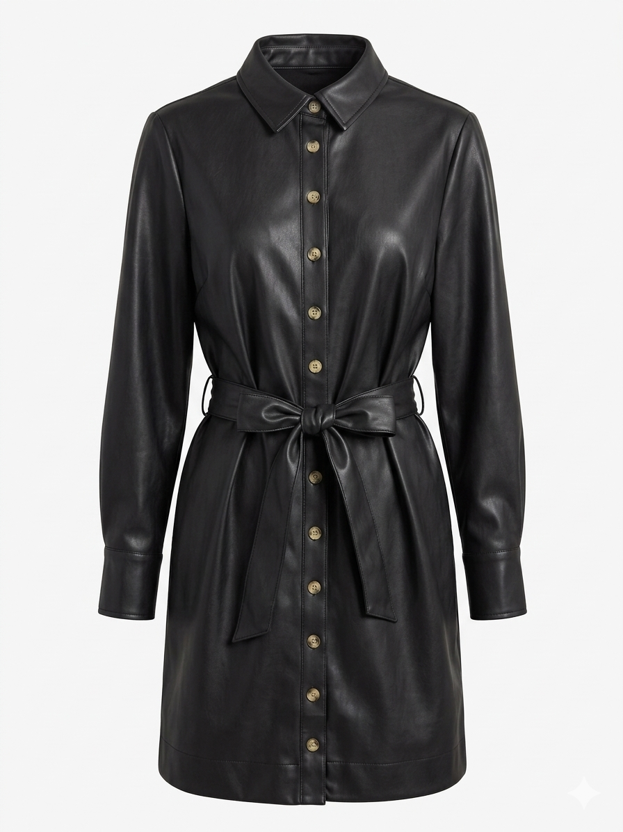 Liam Shirtdress Vegan Leather