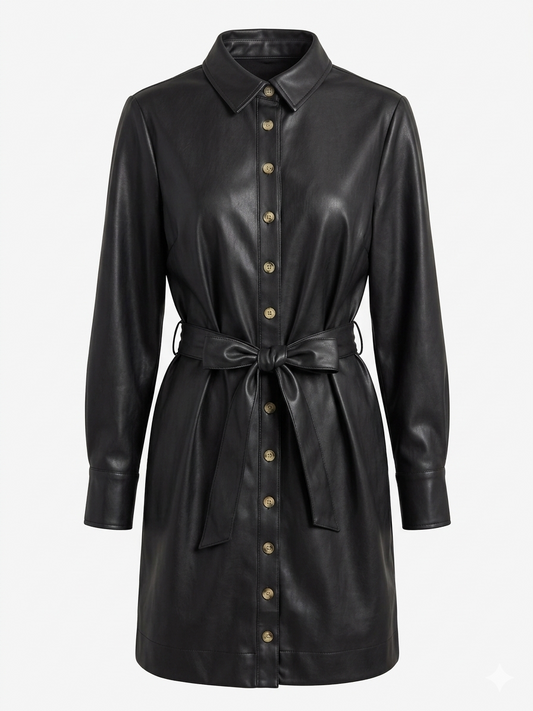 Liam Shirtdress Vegan Leather