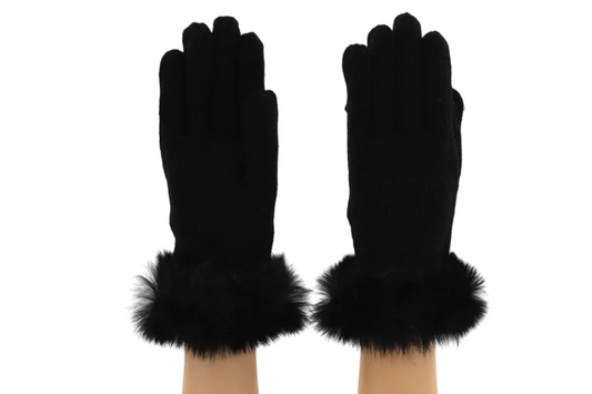 Gloves with Rabbit Fur Cuff