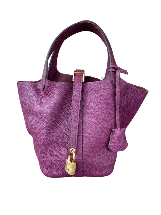 Leather handbag Plum