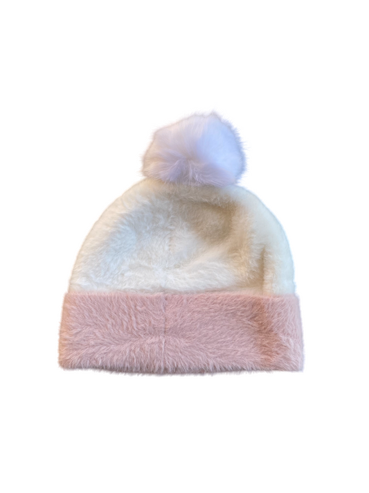 Ivory & Pink Beanie