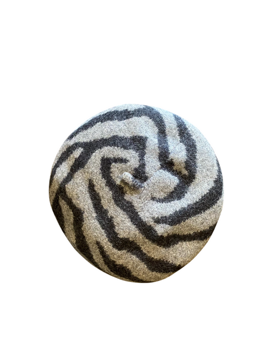 Wool Beret Grey Abstract