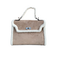 Suede and Faux Shearling Handbag Sand