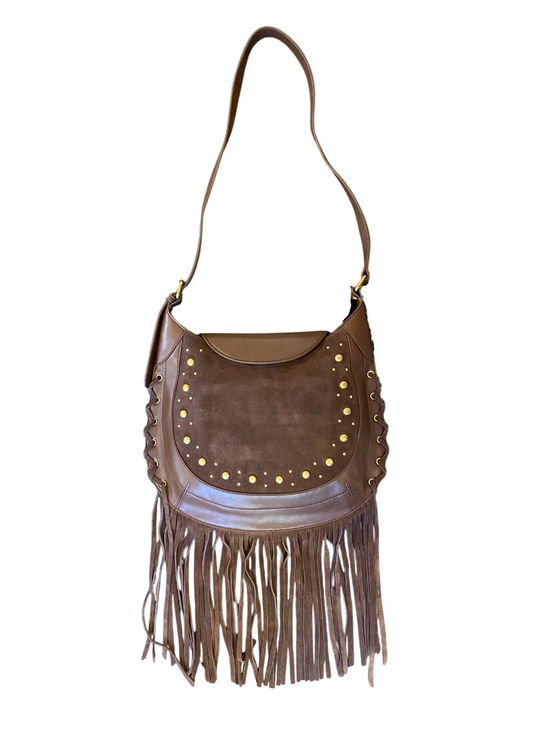 Shoulder Bag Brown Fringe