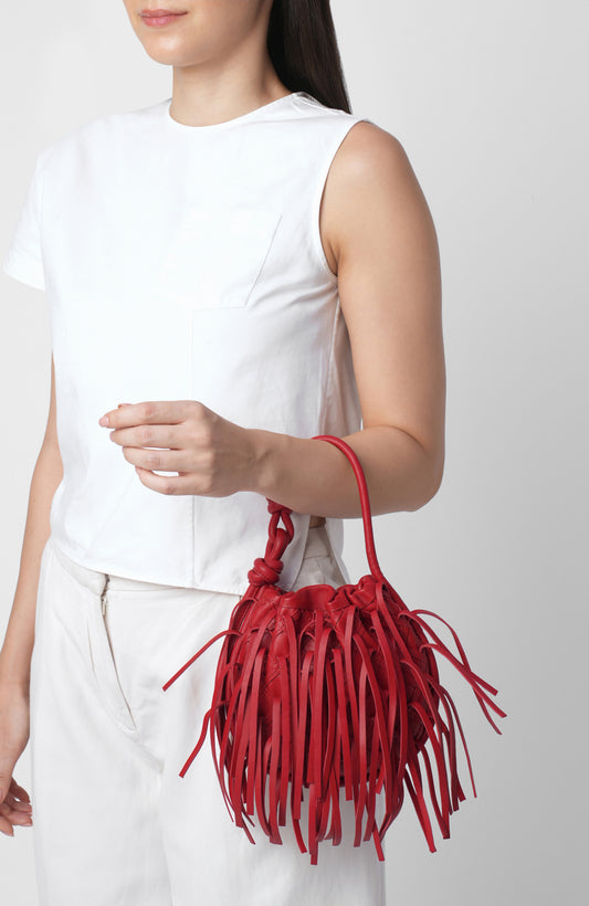 Red Ina Mini Polti Fringe Crossbody