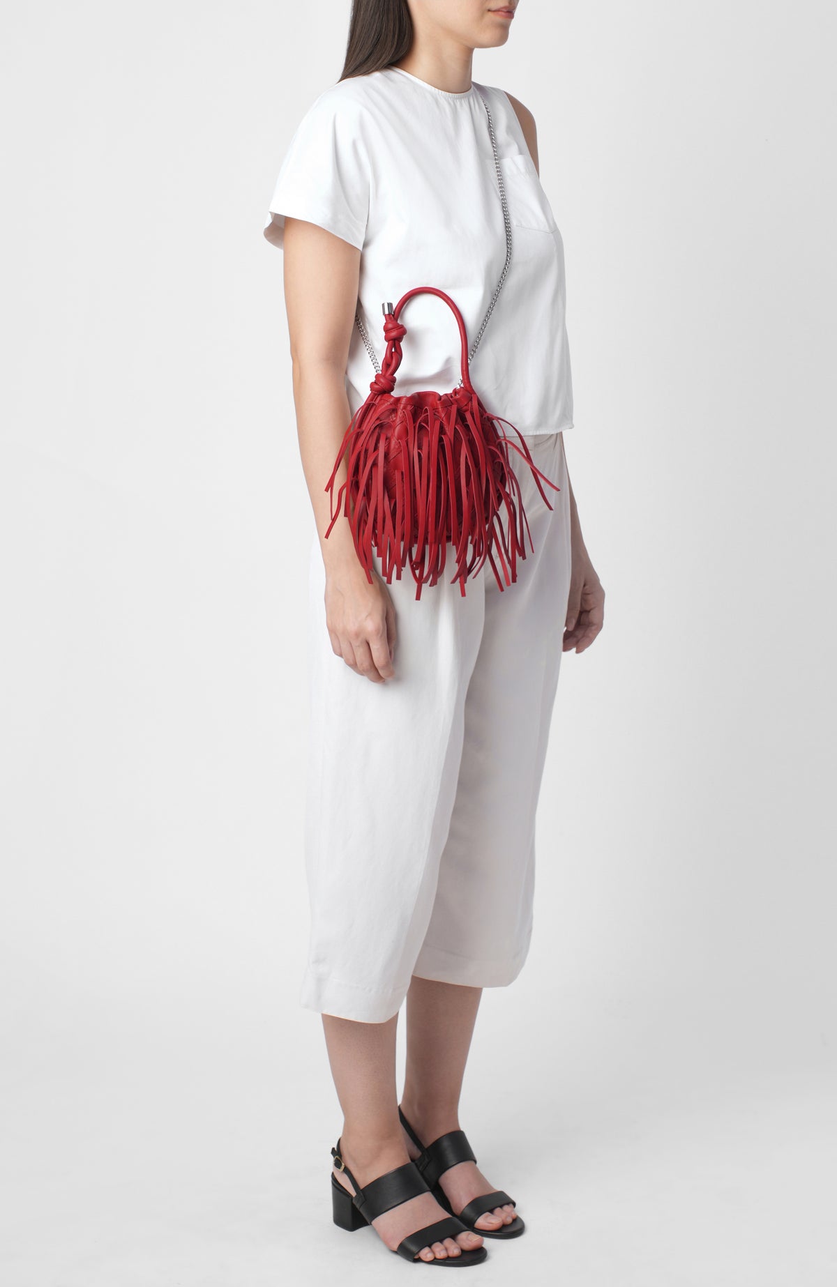 Red Ina Mini Polti Fringe Crossbody