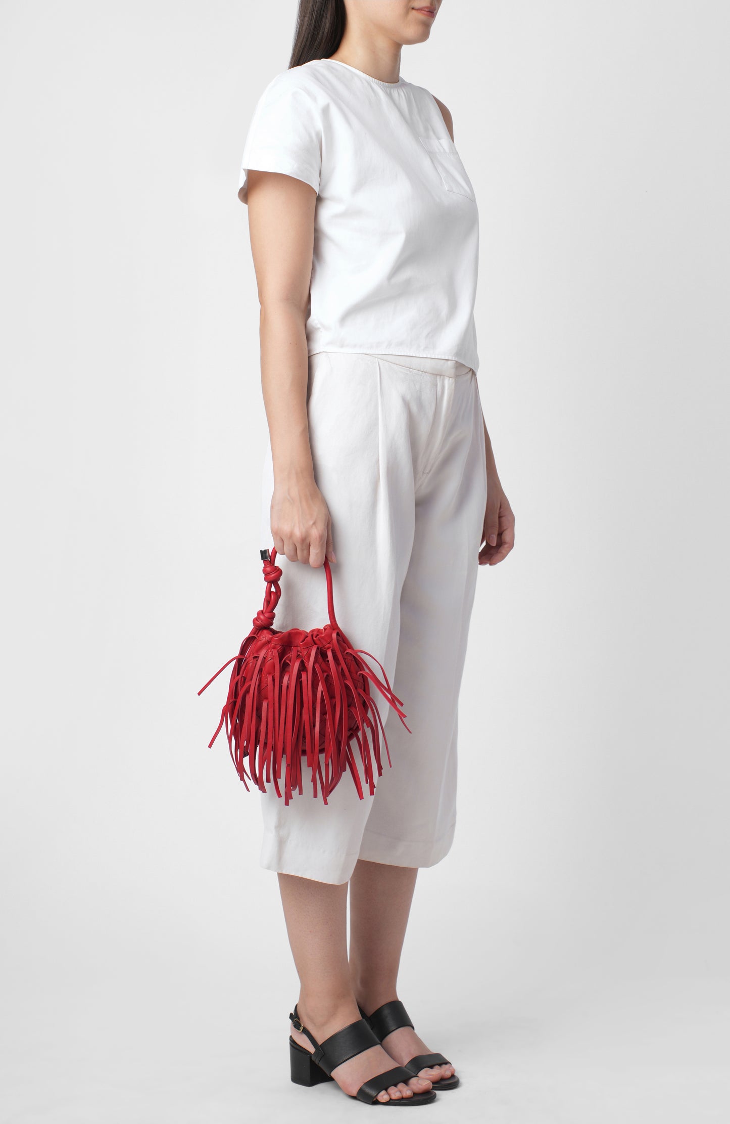 Red Ina Mini Polti Fringe Crossbody