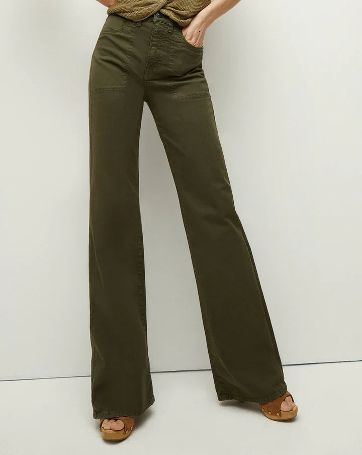 Crosbie Slim Wide-Leg Pant With Patch Pockets