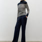 Striped Long Sleeve Mock Neck Top