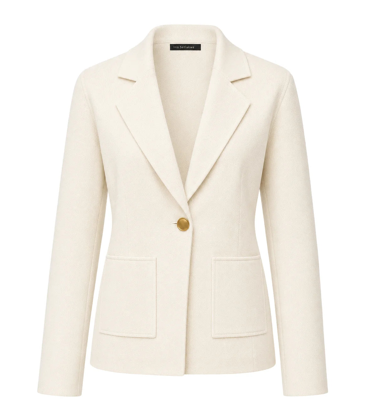 Cream Knitted One Button Jacket