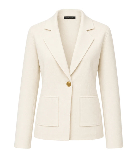 Cream Knitted One Button Jacket