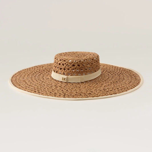 KAVYA RAFFIA LACE BOATER