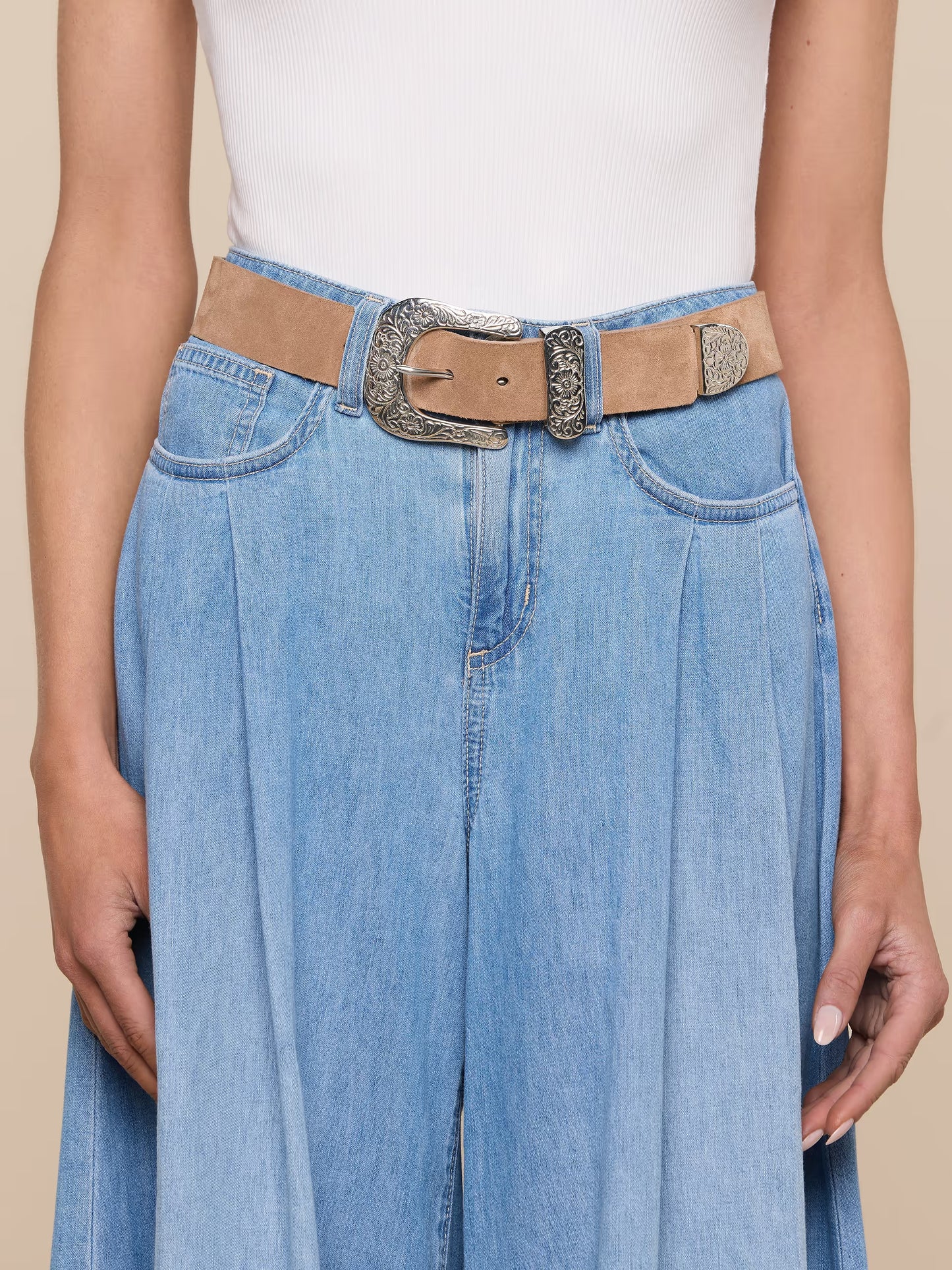 Otera Suede Belt - Cappuccino