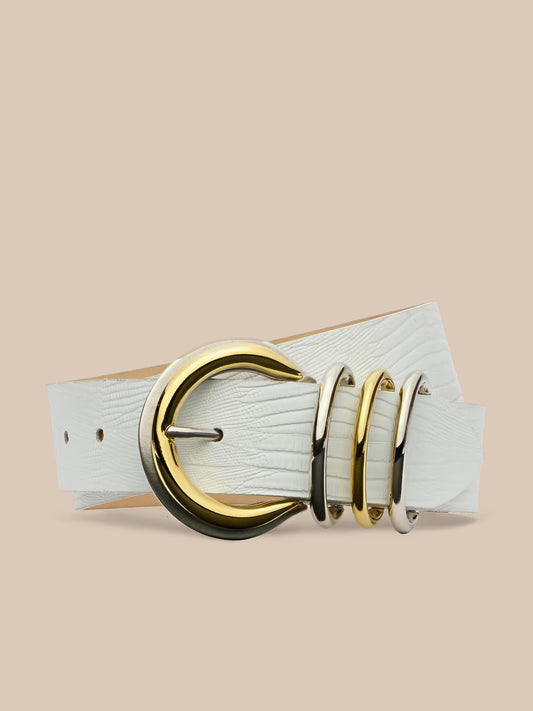 WHITE TOBAR LEATHER BELT