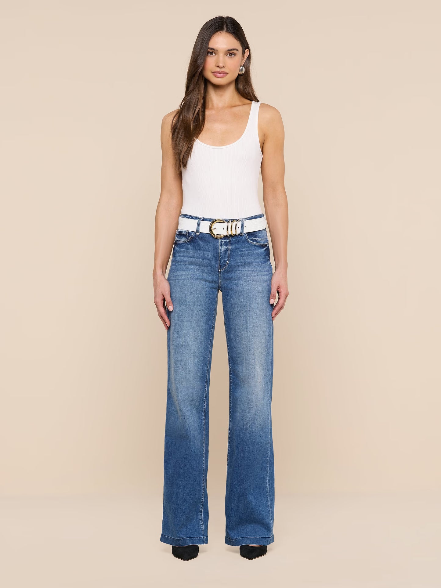 WHITE TOBAR LEATHER BELT