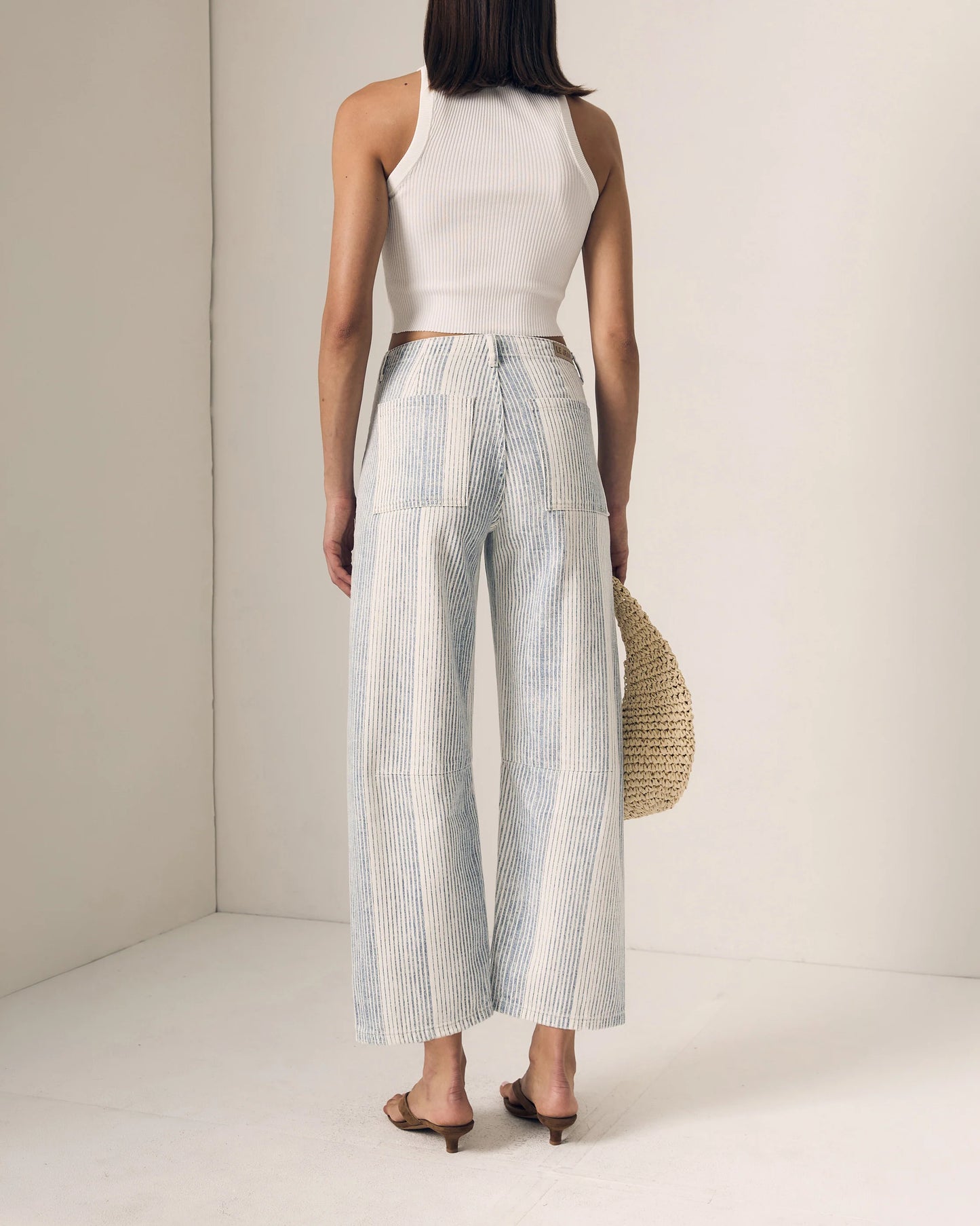 Summer Stripe Utility Barrel Jeans