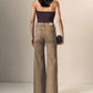 Mocha High Rise-Tux Stripe Column Jean
