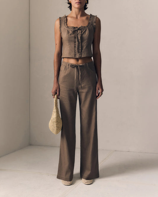 SIMONE LINEN DRAWSTRING PANT