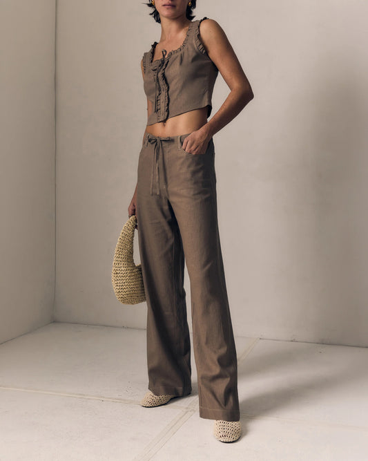SIMONE LINEN DRAWSTRING PANT