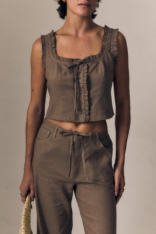 LINEN RUFFLE CAMI